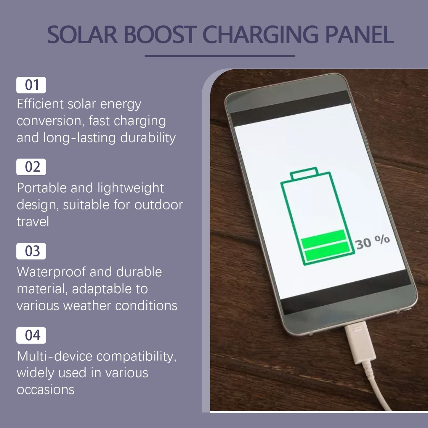 Portable Solar Boost Charging Panel | Outdoor Solar Charger