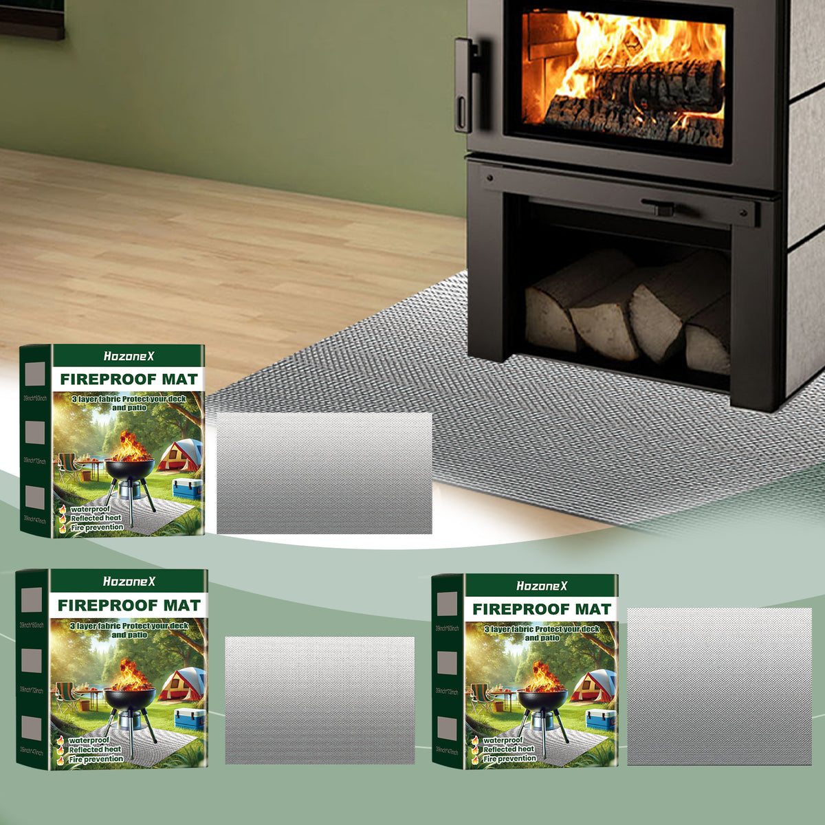 Waterproof Oil‑Proof Fire Pad for Deck, Grass, Indoor Fireplace