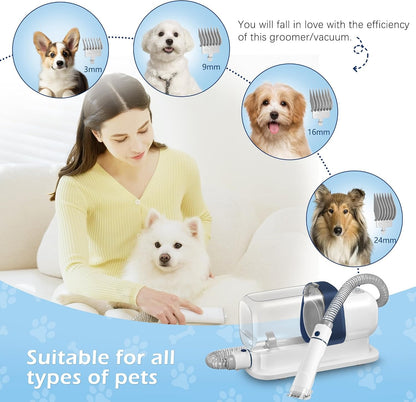 Pet Grooming Vacuum 2.3L, Low Noise Dog Cat Hair Shedding Grooming Kit
